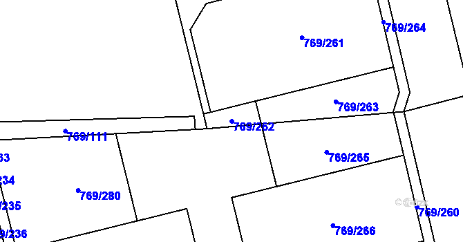 Parcela st. 769/262 v KÚ Velká Ledhuje, Katastrální mapa