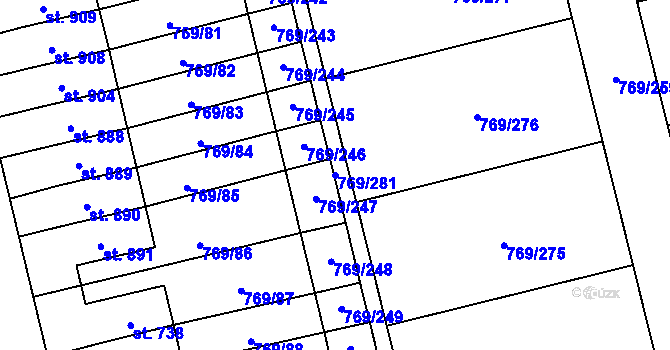 Parcela st. 769/281 v KÚ Velká Ledhuje, Katastrální mapa