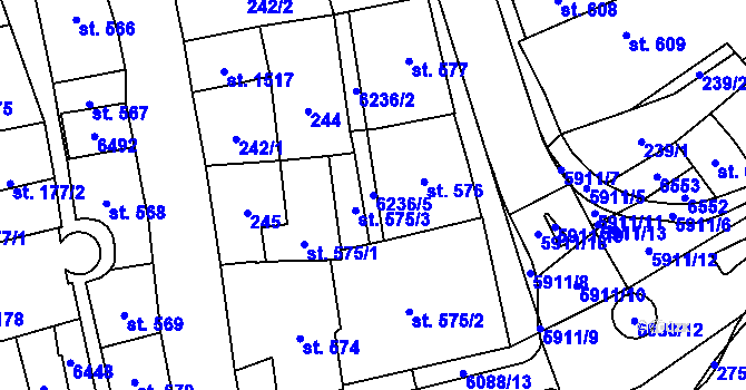 Parcela st. 6236/5 v KÚ Polička, Katastrální mapa