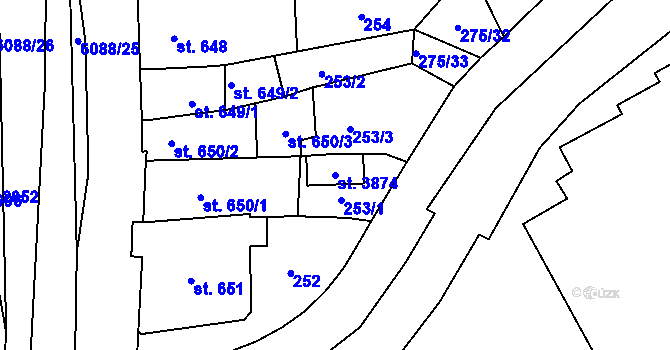 Parcela st. 3874 v KÚ Polička, Katastrální mapa
