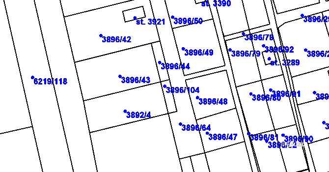 Parcela st. 3896/104 v KÚ Polička, Katastrální mapa