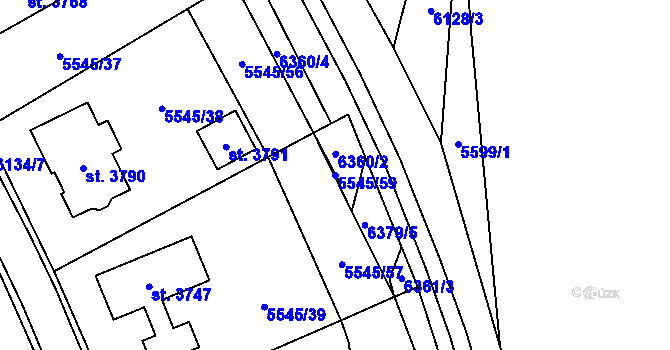 Parcela st. 5545/59 v KÚ Polička, Katastrální mapa