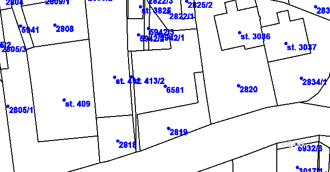 Parcela st. 6581 v KÚ Polička, Katastrální mapa