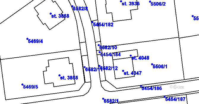 Parcela st. 5454/184 v KÚ Polička, Katastrální mapa