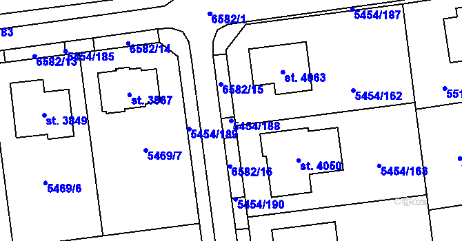 Parcela st. 5454/188 v KÚ Polička, Katastrální mapa