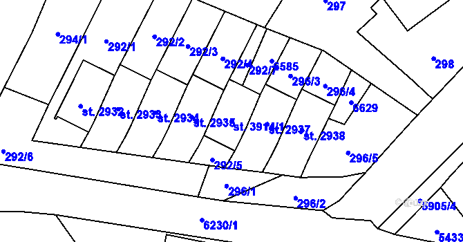 Parcela st. 3914/1 v KÚ Polička, Katastrální mapa