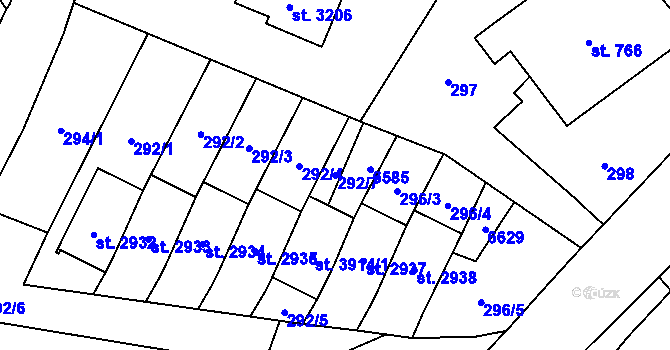 Parcela st. 292/7 v KÚ Polička, Katastrální mapa