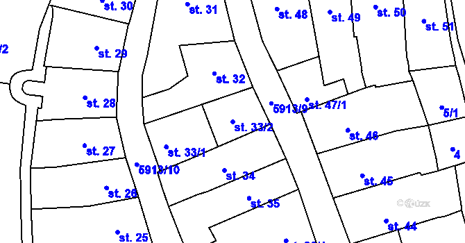 Parcela st. 33/2 v KÚ Polička, Katastrální mapa
