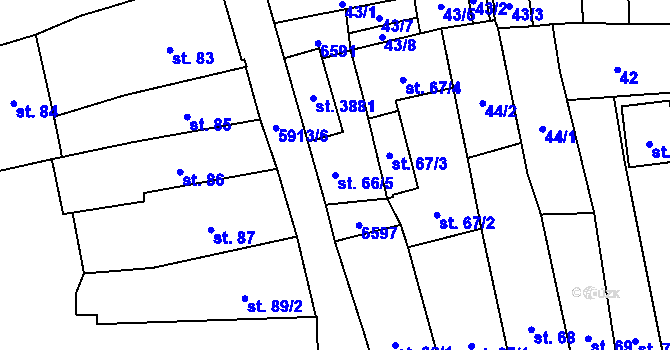 Parcela st. 66/5 v KÚ Polička, Katastrální mapa