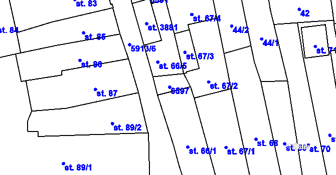 Parcela st. 66/6 v KÚ Polička, Katastrální mapa