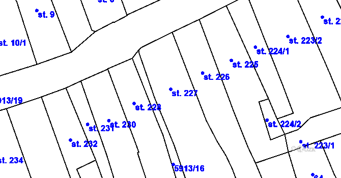 Parcela st. 227 v KÚ Polička, Katastrální mapa