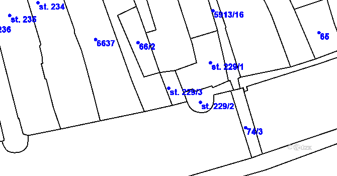 Parcela st. 229/3 v KÚ Polička, Katastrální mapa