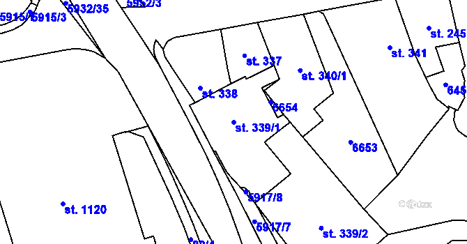 Parcela st. 339/1 v KÚ Polička, Katastrální mapa