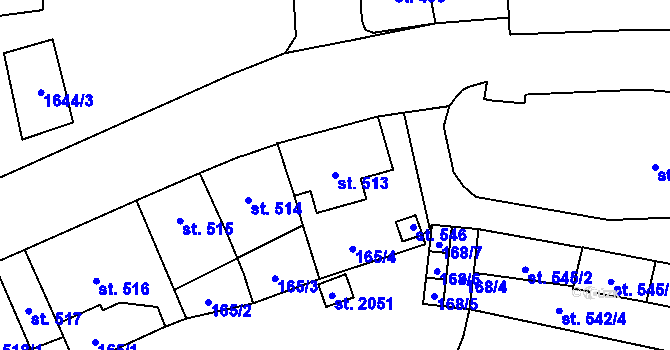 Parcela st. 513 v KÚ Polička, Katastrální mapa