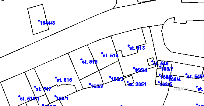 Parcela st. 514 v KÚ Polička, Katastrální mapa