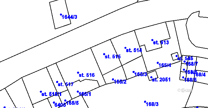 Parcela st. 515 v KÚ Polička, Katastrální mapa