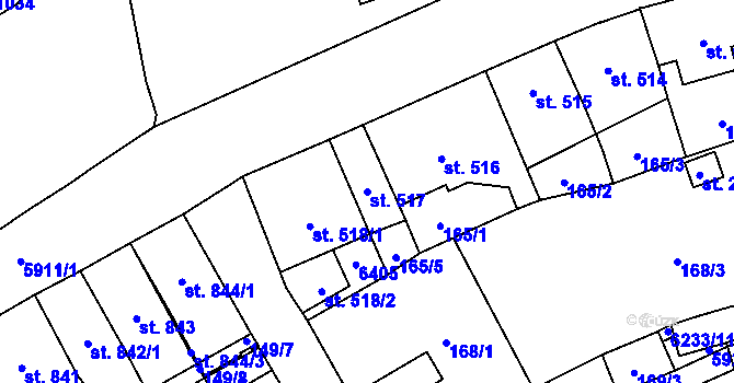Parcela st. 517 v KÚ Polička, Katastrální mapa