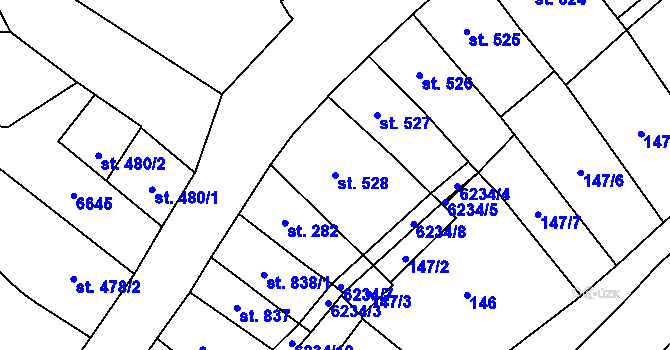 Parcela st. 528 v KÚ Polička, Katastrální mapa