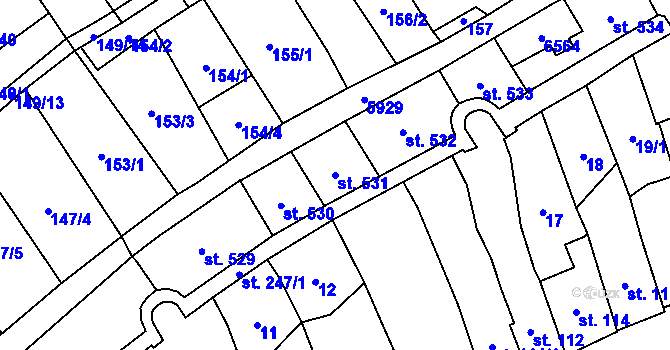 Parcela st. 531 v KÚ Polička, Katastrální mapa