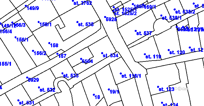 Parcela st. 534 v KÚ Polička, Katastrální mapa