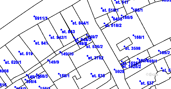 Parcela st. 536/2 v KÚ Polička, Katastrální mapa