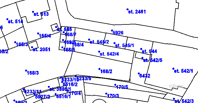 Parcela st. 542/4 v KÚ Polička, Katastrální mapa