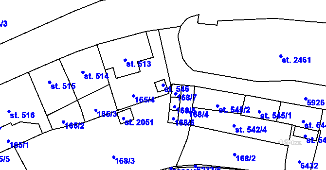 Parcela st. 546 v KÚ Polička, Katastrální mapa