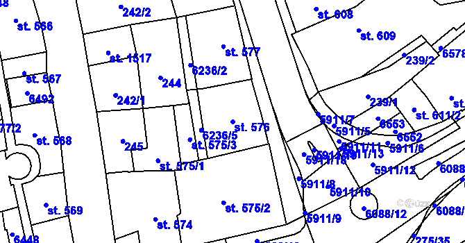 Parcela st. 576 v KÚ Polička, Katastrální mapa