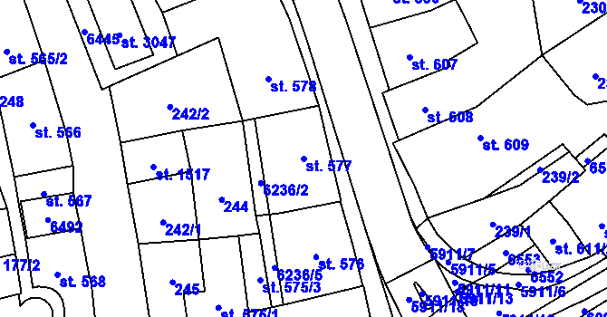 Parcela st. 577 v KÚ Polička, Katastrální mapa