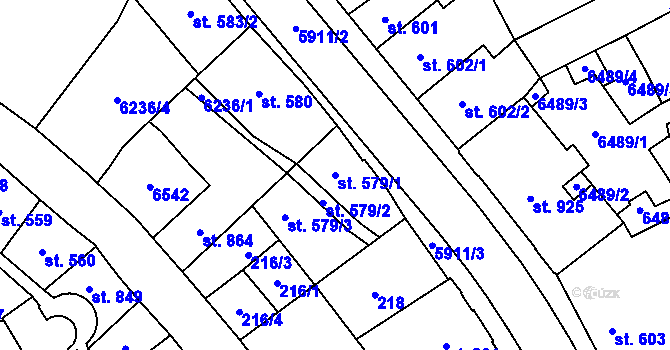 Parcela st. 579/1 v KÚ Polička, Katastrální mapa