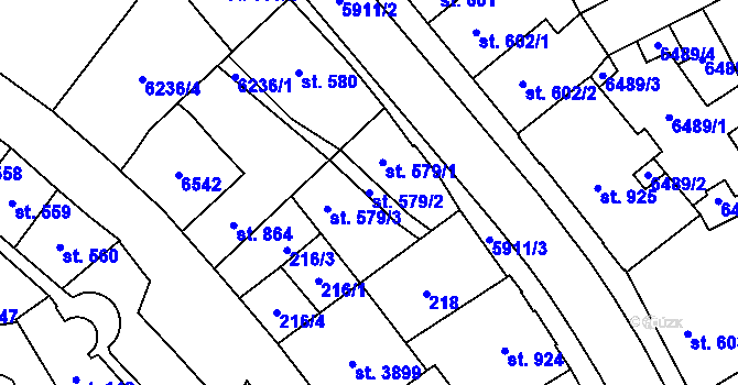Parcela st. 579/2 v KÚ Polička, Katastrální mapa