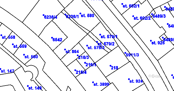 Parcela st. 579/3 v KÚ Polička, Katastrální mapa