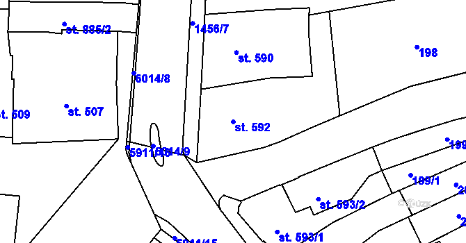 Parcela st. 592 v KÚ Polička, Katastrální mapa
