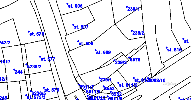 Parcela st. 609 v KÚ Polička, Katastrální mapa