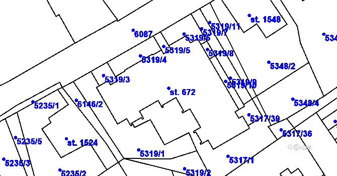 Parcela st. 672 v KÚ Polička, Katastrální mapa