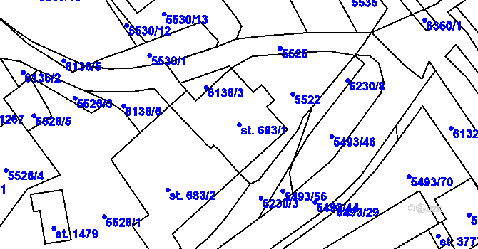 Parcela st. 683/1 v KÚ Polička, Katastrální mapa