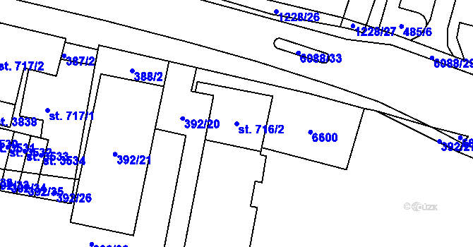 Parcela st. 716/2 v KÚ Polička, Katastrální mapa