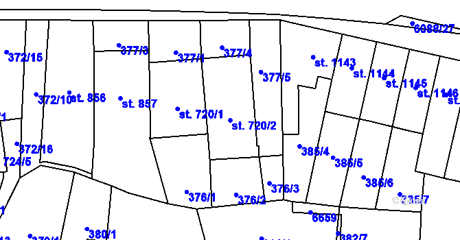 Parcela st. 720/2 v KÚ Polička, Katastrální mapa
