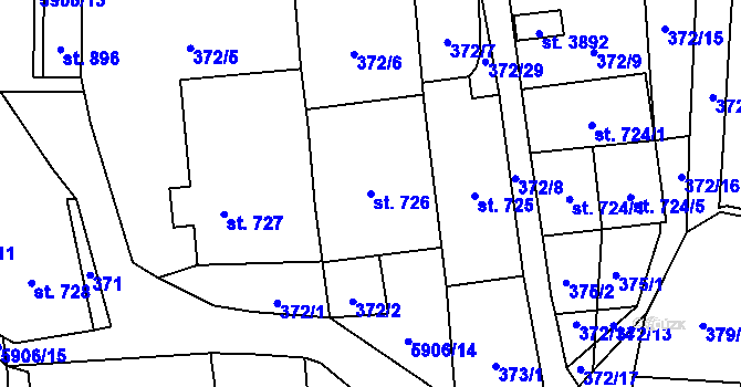Parcela st. 726 v KÚ Polička, Katastrální mapa