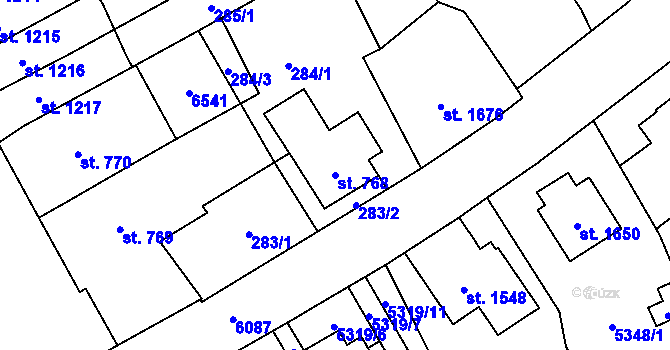 Parcela st. 768 v KÚ Polička, Katastrální mapa