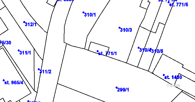 Parcela st. 771/1 v KÚ Polička, Katastrální mapa