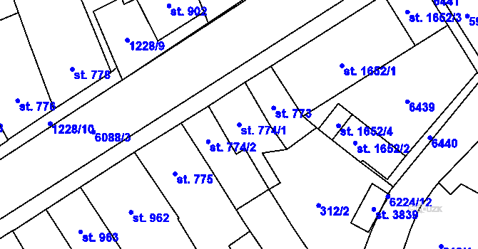 Parcela st. 774/1 v KÚ Polička, Katastrální mapa