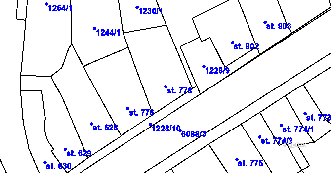 Parcela st. 778 v KÚ Polička, Katastrální mapa
