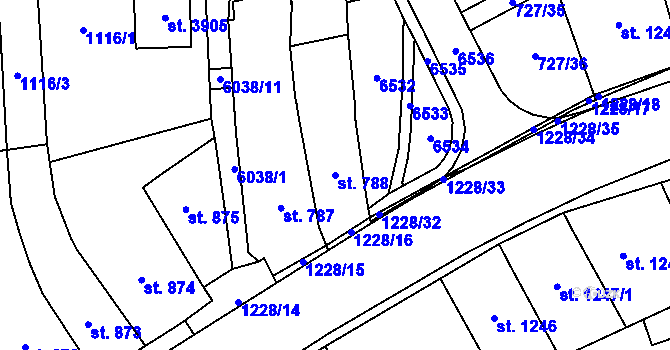 Parcela st. 788 v KÚ Polička, Katastrální mapa