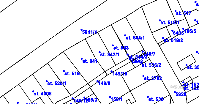Parcela st. 842/1 v KÚ Polička, Katastrální mapa