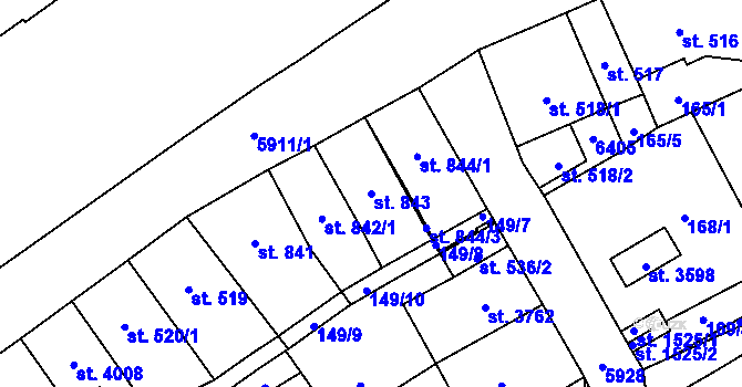 Parcela st. 843 v KÚ Polička, Katastrální mapa
