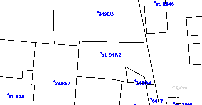 Parcela st. 917/2 v KÚ Polička, Katastrální mapa