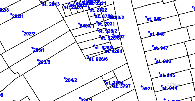 Parcela st. 926/5 v KÚ Polička, Katastrální mapa