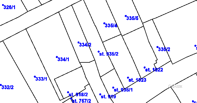 Parcela st. 935/2 v KÚ Polička, Katastrální mapa