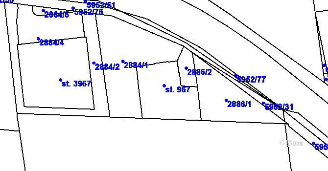 Parcela st. 967 v KÚ Polička, Katastrální mapa